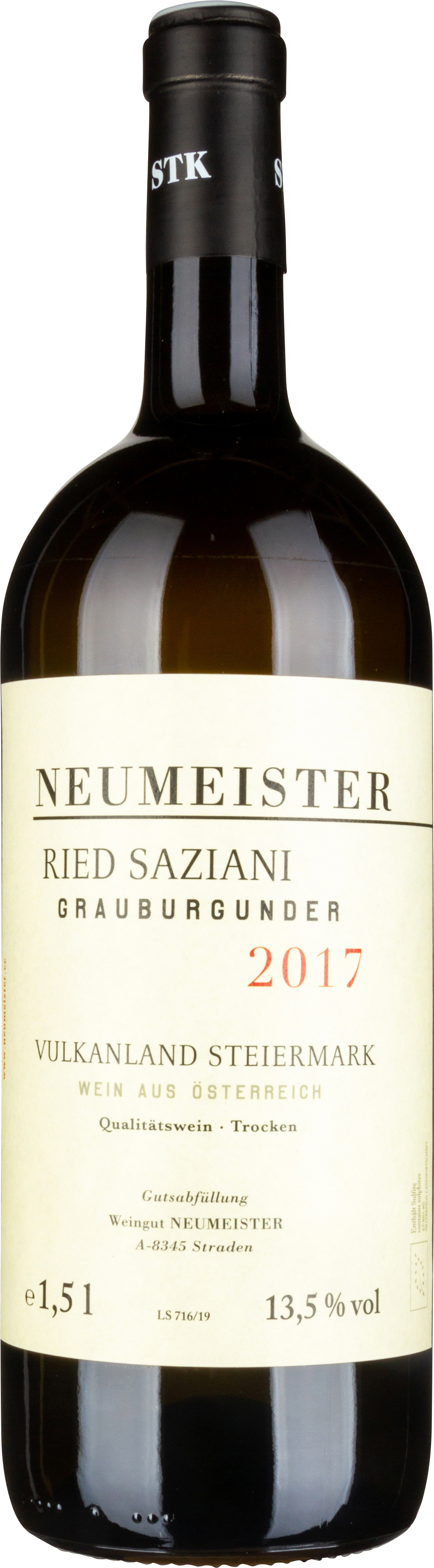 Grauburgunder Ried Saziani GSTK Vulkanland Steiermark DAC bio 2017