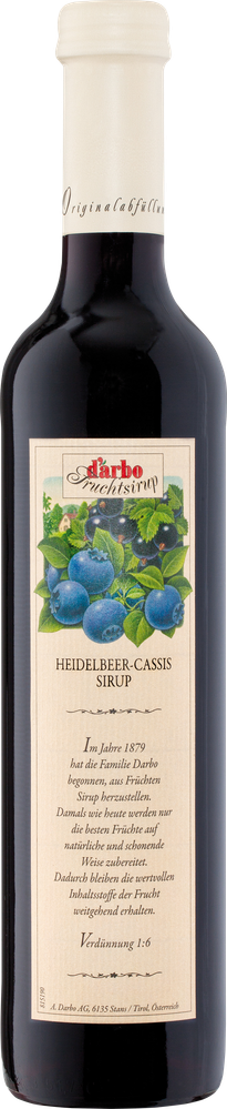 WÖsterreich Heidelbeer Cassis Sirup DARBO