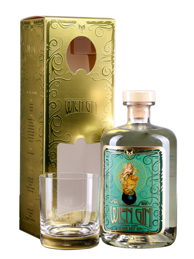 Wien Gin mit Glas im Geschenkkarton von KESSELBRÜDER aus Österreich